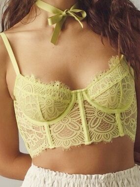 Anthropologie Giselle Bustier Lime Green Yellow Large